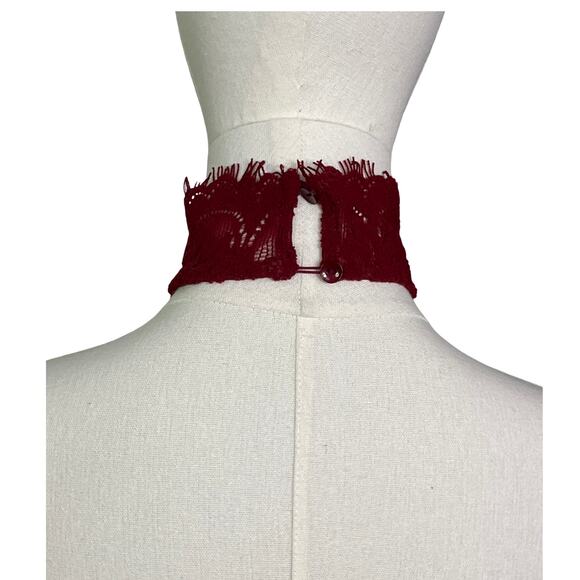 Free People Intimately Red Velvet Lace Halter Mini Dress NWT Size Small - Picture 8 of 13